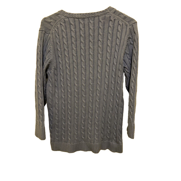 L.L. Bean Cable Knit Sweater Women's Size Large Periwinkle Blue 100% Cotton - Picture 6 of 10